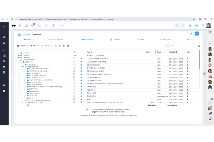 Example of multi-location on GoFAST - View of GoFAST spaces